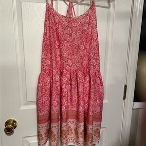 Easel Pink and Brown Floral Dress